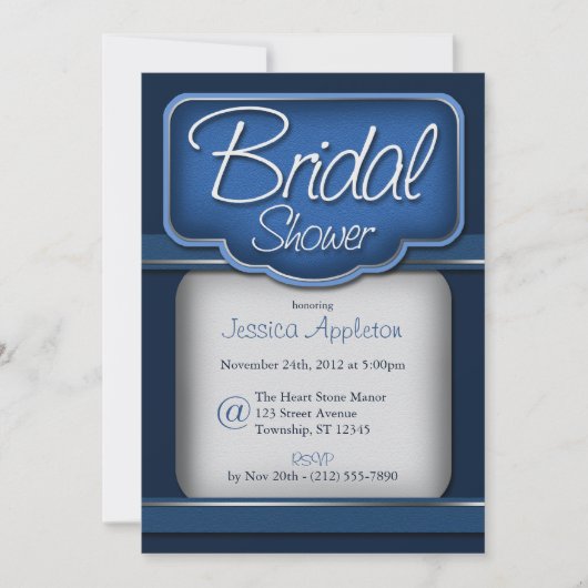 Royal Blue Sapphire : Invitations de douche nuptia (Devant)