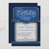 Royal Blue Sapphire : Invitations de fête d'annive (Devant / Derrière)