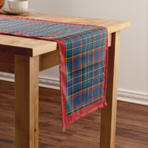 Royal Blue Schotse Tartan, rood en andere strepen Korte Tafelloper