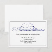 Royal Blue Script Bruiloft Accommodaties Kaart (Voorkant / Achterkant)