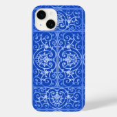Royal blue scrollwork-patroon Case-Mate iPhone case (Achterkant)