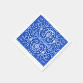 Royal blue scrollwork-patroon servet (Hoek)
