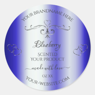 Royal Blue Shimmery Produit Étiquettes Argent Orna