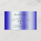 Royal Blue Shimmery Silver Corner Border Visitekaartje (Achterkant)