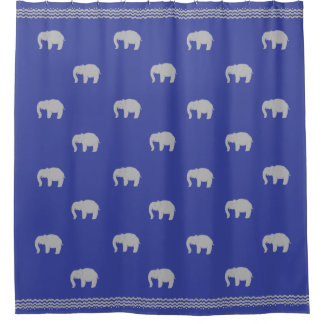 Royal Blue Shower Curtain met grafische elephants Douchegordijn