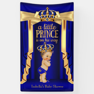 Royal Blue Silk Gold Crown Baby shower Brunette Spandoek