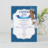 Royal Blue Silver African Prince Shower Invitation (Debout devant)