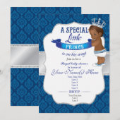 Royal Blue Silver African Prince Shower Invitation (Devant / Derrière)
