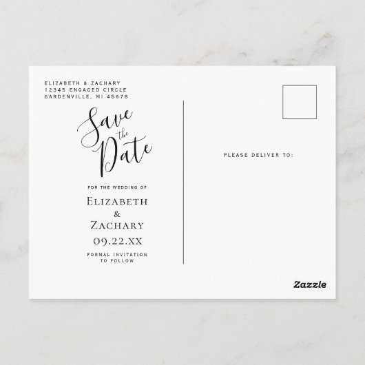 Royal Blue Silver Agate Custom Photo Save the Date Briefkaart (Achterkant)