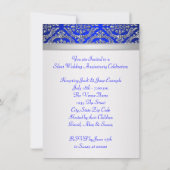 Royal Blue Silver Damask Silver 25e Jubileum Kaart (Achterkant)