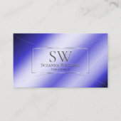 Royal Blue Silver Decor met Monogram en Logo Visitekaartje (Voorkant)