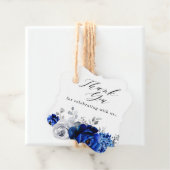 Royal Blue Silver Floral Bedankjes Labels (In situ)