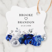 Royal Blue Silver Floral Bedankjes Labels (Achterkant)