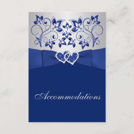 Royal Blue, Silver Floral, Cartes de boîtier Coeur (Devant)