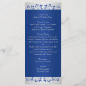 Royal Blue, Silver Floral Joined Hearts Menu Kaart (Achterkant)