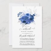 Royal Blue & Silver Floral Online Virtual Wedding Kaart (Voorkant)