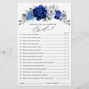 Royal Blue Silver Floral Vrijgezellenfeest Game
