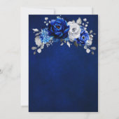 Royal Blue Silver Floral Wedding Jubileum Kaart (Achterkant)