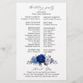 Royal Blue Silver Floral Wedding Programme (Achterkant)