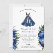 Royal Blue Silver Glitter Peony Bruidsmeisjes Lunc Kaart (Voorkant)