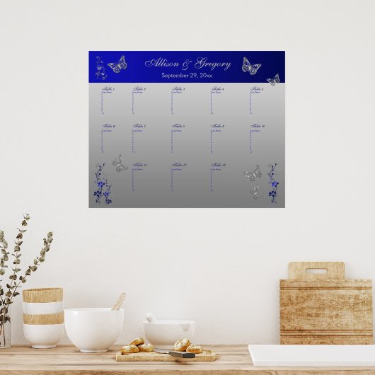 Royal Blue, Silver Grey Table Seating Poster (Keuken)