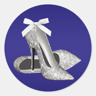 Royal Blue Silver High Heel Shoe Stickers