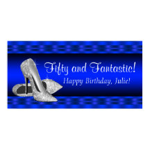 Royal Blue Silver High Hiel Birthday Party Banner