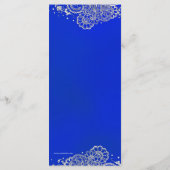 Royal Blue Silver Indian Wedding Menu Kaart (Achterkant)