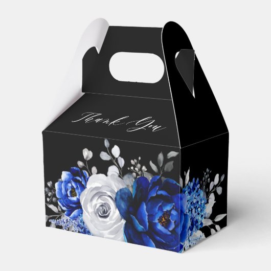 Royal Blue Silver Metallic Vrijgezellenfeest Fav Bedankdoosjes (Voorkant Zijde)