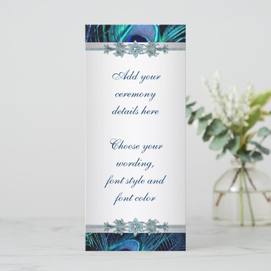 Royal Blue Silver Peacock programmes de mariage (Debout devant)
