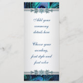 Royal Blue Silver Peacock programmes de mariage (Dos)