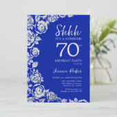 Royal Blue Silver Rozen Verrassing 70e verjaardag Kaart (Staand voorkant)