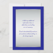 Royal Blue, Silver  Scroll Wedding Invite Kaart (Achterkant)