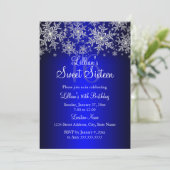 Royal Blue Silver Snowflake Sweet 16 Invitation (Debout devant)