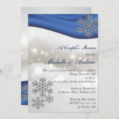 Royal Blue Silver Snowflakes Douche voor koppels Kaart (Voorkant / Achterkant)