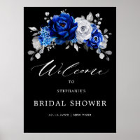 Royal Blue Silver Vrijgezellenfeest Welcome Post