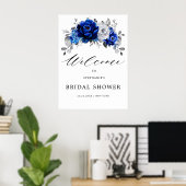 Royal Blue Silver Vrijgezellenfeest Welcome Poster (Thuiskantoor)