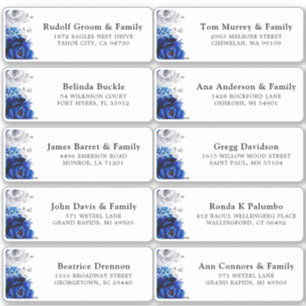 Royal Blue Silver Wedding Guest Address Stic Sticker