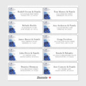 Royal Blue Silver Wedding Guest Address Stic Sticker (Vel)