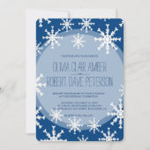 Royal Blue Sneeuwvlokken Winter bruiloft uitnodigt Kaart (Voorkant)