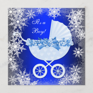 Royal Blue Snowflake Winter Wonderland Baby shower Kaart