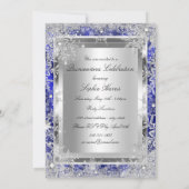 Royal Blue Sparkle Jewel Snowflake Quinceanera Kaart (Achterkant)