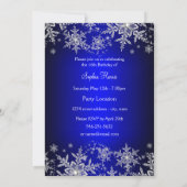 Royal Blue Sparkle Snowflake Sweet 16 Invitation (Dos)