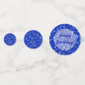 Royal Blue Sparkly Faux Glitter Happy Birthday Confetti (Achterkanten)
