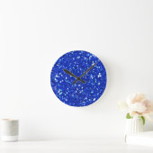 Royal Blue Sparkly Faux Glitter look Ronde Klok (Huis)