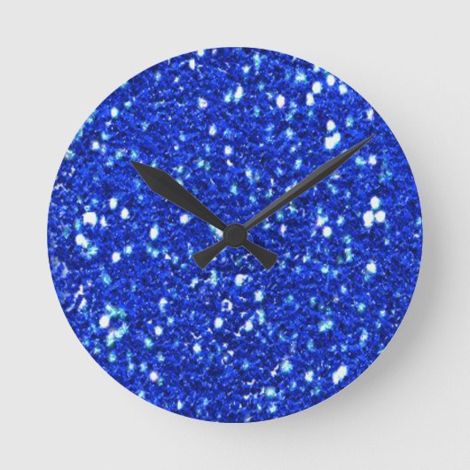 Royal Blue Sparkly Faux Glitter look Ronde Klok (Voorkant)