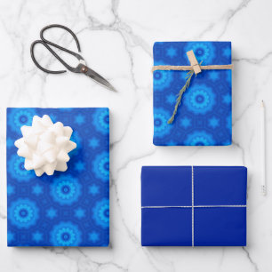 Royal Blue Star Patroon Wrapping Papier Bladen Inpakpapier Vel