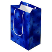 Royal Blue Star van David Hanukkah Medium Gift Bag Medium Cadeauzakje (Voorkant Gekanteld)