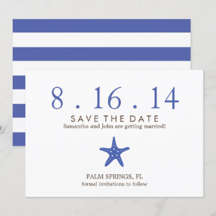 Royal Blue Starfish Trouwkaart Uitnodiging