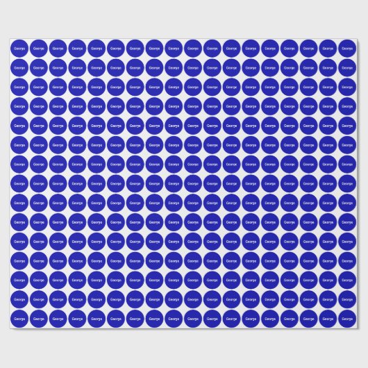 Royal Blue Stippen Pattern on White met naam Cadeaupapier (Vlak)